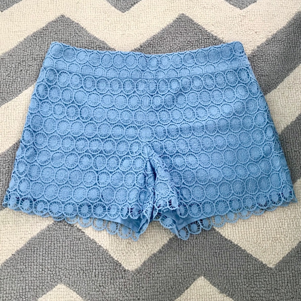 LOFT Light Blue Lace Overlay Shorts